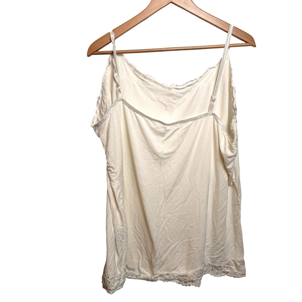 Lace Trim Cami 26/28 Plus Size Ivory Cream Stretch Layering Tank Top Romantic - Picture 3 of 6